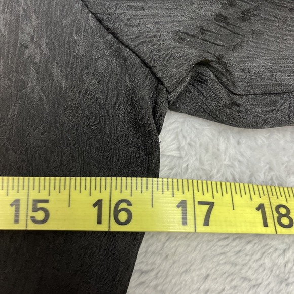 Leith Faux Wrap Blouse Top Womens S Black Crepe Peplum V Neck Raglan Long Sleeve - Picture 7 of 8